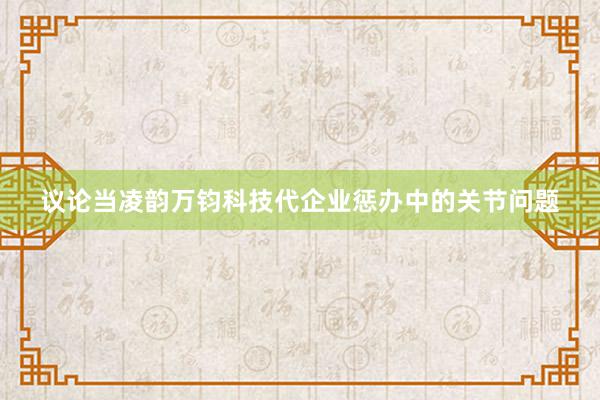 议论当凌韵万钧科技代企业惩办中的关节问题